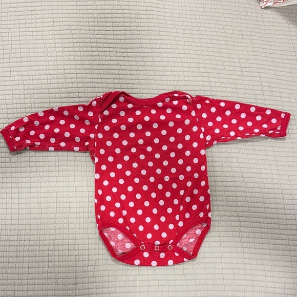 Marimekko Red and Gray Polka Dot Baby Bodysuit 6M - Picture 1 of 6
